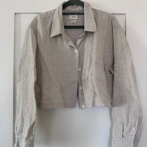Wilfred Shirt Womens Proposal Cropped Linen Button Up Aritzia